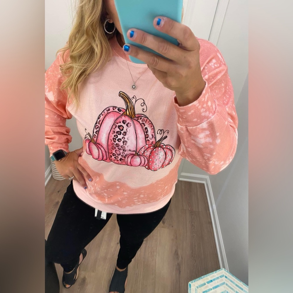 NWT Pink leopard pumpkin sweatshirt